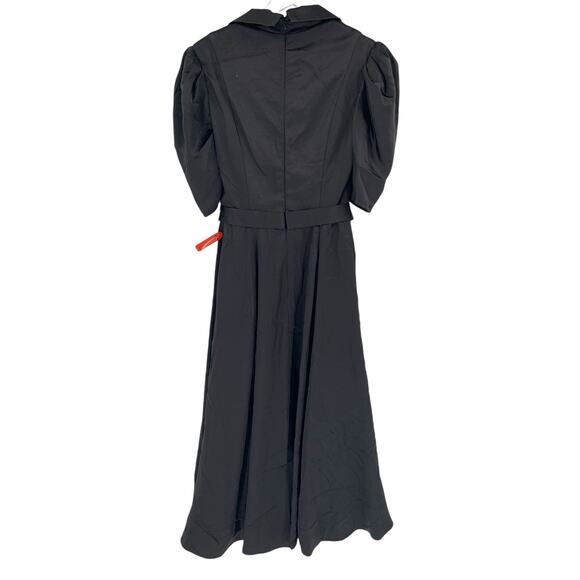 MAC DUGGAL Dress Size 4 Evening Gown Black Satin NEW Lapel Puff Sleeve Midi - Picture 7 of 8